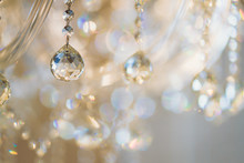 Beautiful Close Up Crystal Chandelier Light With Filter Effect Background