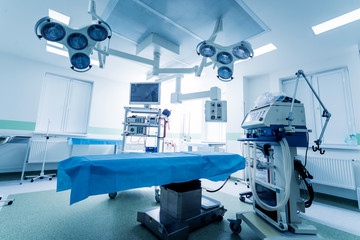 Wall Mural - Modern equipment in operating room. Medical devices for neurosurgery.