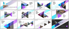 Minimal Presentations Design, Portfolio Vector Templates With Triangles And Triangular Elements. Multipurpose Template For Presentation Slide, Flyer Leaflet, Brochure Cover, Report, Advertising.