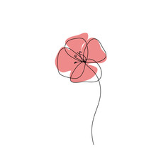 Poppy One Line Drawing Icon. Continuous Line Art, Minimalist Style. Editable Line