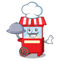 Canvas Print - Chef with food popcorn machine isolated in the mascot