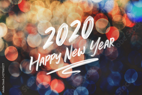 Brush Stroke Handwriting 2020 Happy New Year On Abstract Festive