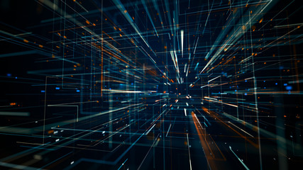 3D illustration of abstract scientific technology data binary code