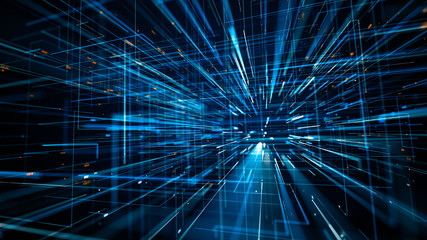 3d illustration of abstract scientific technology data binary code