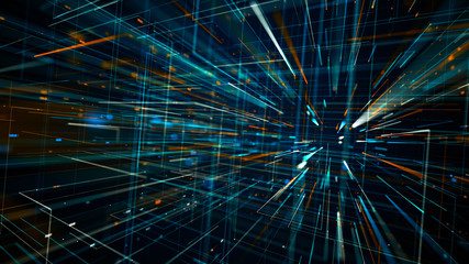 3D illustration of abstract scientific technology data binary code