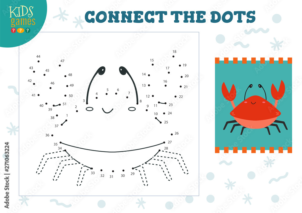 Connect the dots kids game vector illustration. Preschool children ...