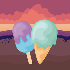 Poster - summer poster with ice creams