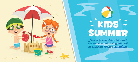 Wall Mural - Vector Illustration Of Summer Children