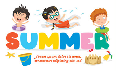 Wall Mural - Vector Illustration Of Summer Children