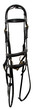 Leather bridle in black with a double capsule on a white background