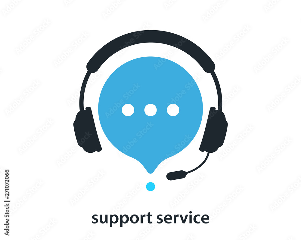 Support service with headphones. Customer Support Icon. Consultation, telemarketing, consultant, secretary - obrazy, fototapety, plakaty 