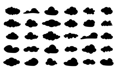 Aufkleber - Set of Vector black cloud icons. Clouds silhouette. Cloud symbol for your web site design, logo, app, UI. Vector illustration