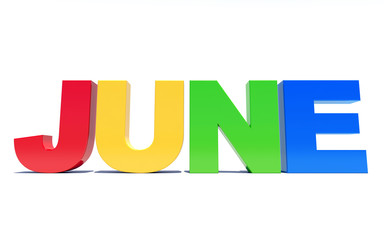 Wall Mural - june - calendar month - 3d colored letters