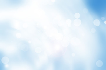 white bokeh blur background / Circle light on blue background / abstract light background
