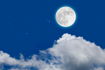 Wall Mural - full moon with starry and clouds background. romantic night.