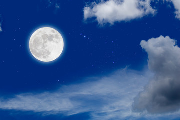 Wall Mural - full moon with starry and clouds background. romantic night.