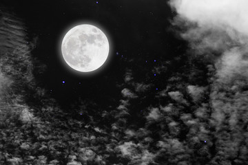Wall Mural - full moon with starry and clouds background. romantic night.