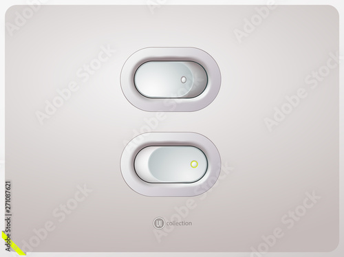 Plastic White Power Switch In The On And Off Position Realistic