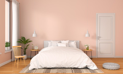 Wall Mural - Bedroom interior for mockup, 3D rendering