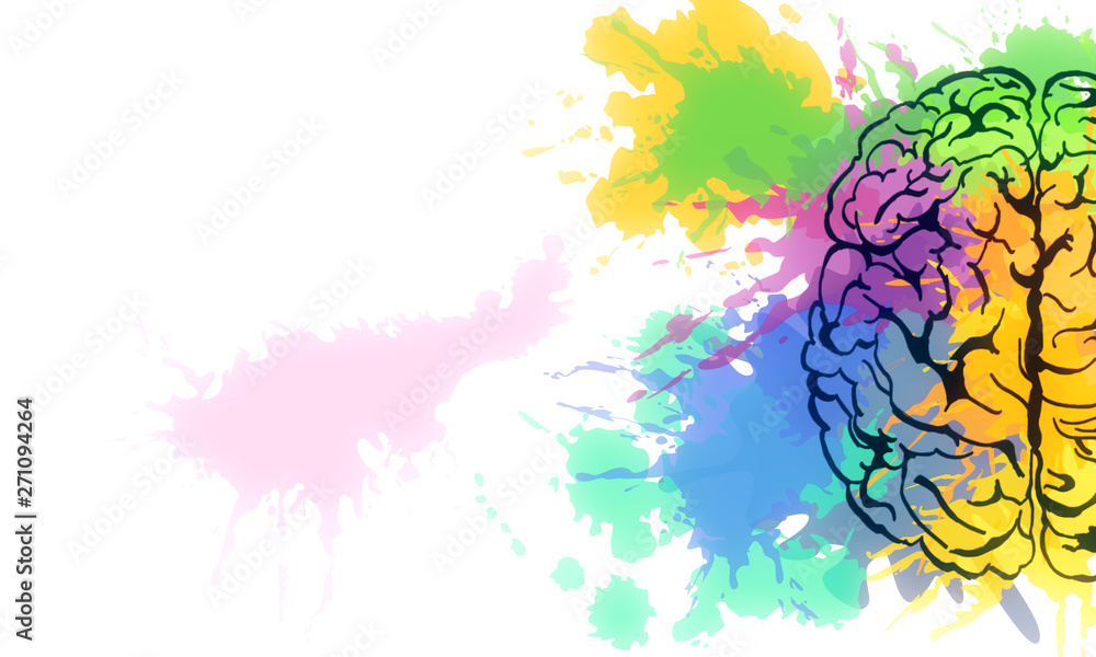 Creative brain sketch - obrazy, fototapety, plakaty 