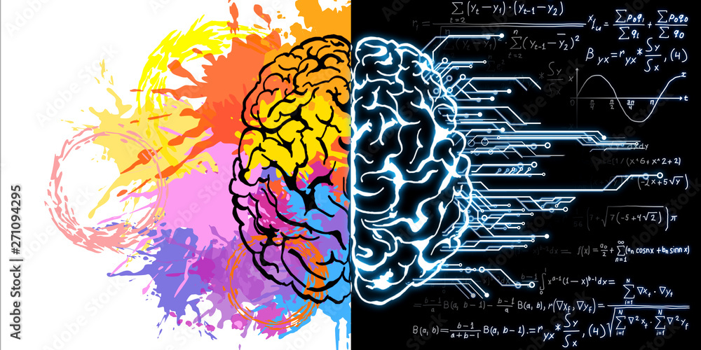 Creative brain sketch - obrazy, fototapety, plakaty 