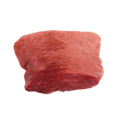 fresh raw beef steak isolated on white background, top view