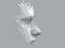 Abstract Polygonal Human Face, 3d Illustration Of A Cyborg Head Construction, Artificial Intelligence Concept