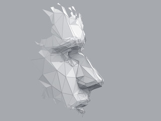 Wall Mural - abstract polygonal human face, 3d illustration of a cyborg head construction, artificial intelligenc