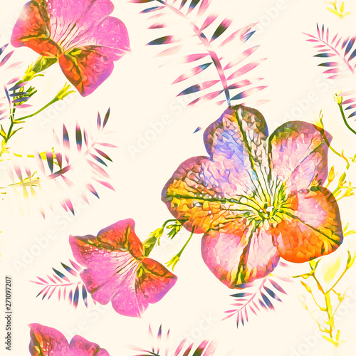 Petunia flowers seamless pattern