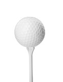 Fototapeta Desenie - Golf ball and tee on white background. Sport equipment