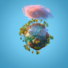 Poster - small palm planet in space