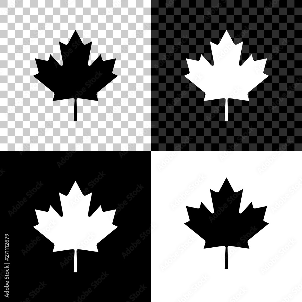 Canadian maple leaf icon isolated on black, white and transparent ...