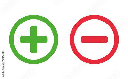 Cuadros en Lienzo Plus and minus sign set. Vector