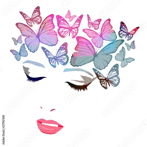 set of butterflies. Fashion illustration