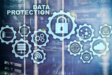 server data protection concept. safety of information from virus cyber digital internet technology.
