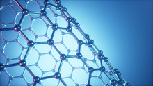 3d Illustration Structure Of The Graphene Tube, Abstract Nanotechnology Hexagonal Geometric Form Close-up, Concept Graphene Atomic Structure, Concept Graphene Molecular Structure. Carbon Tube