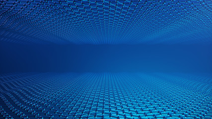 3d Illustration structure of the graphene or carbon surface, abstract nanotechnology hexagonal geometric form close-up, concept graphene atomic structure, concept graphene molecular structure.