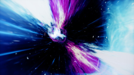 Wall Mural - 3d illustration tunnel or wormhole, tunnel that can connect one universe with another. abstract spee
