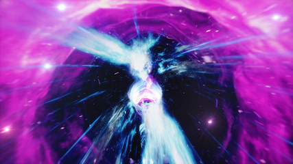 Wall Mural - 3d illustration tunnel or wormhole, tunnel that can connect one universe with another. abstract spee