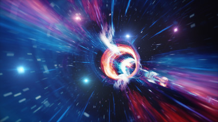 travel through a wormhole through time and space filled with millions of stars and nebulae. wormhole