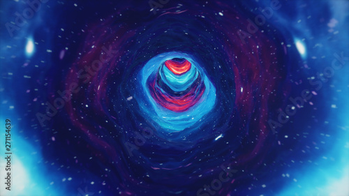3D illustration tunnel or wormhole, tunnel that can connect one universe with another Obraz na płótnie