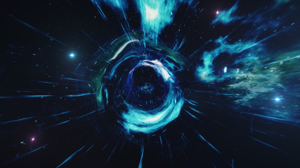 Wall Mural - 3d illustration tunnel or wormhole, tunnel that can connect one universe with another. abstract spee