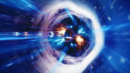 Wall Mural - 3d illustration tunnel or wormhole, tunnel that can connect one universe with another. abstract spee