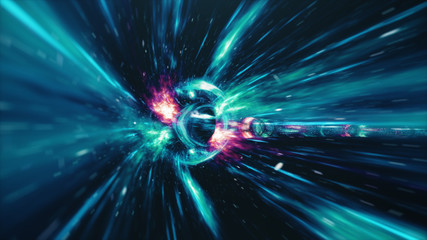 Wall Mural - travel through a wormhole through time and space filled with millions of stars and nebulae. wormhole