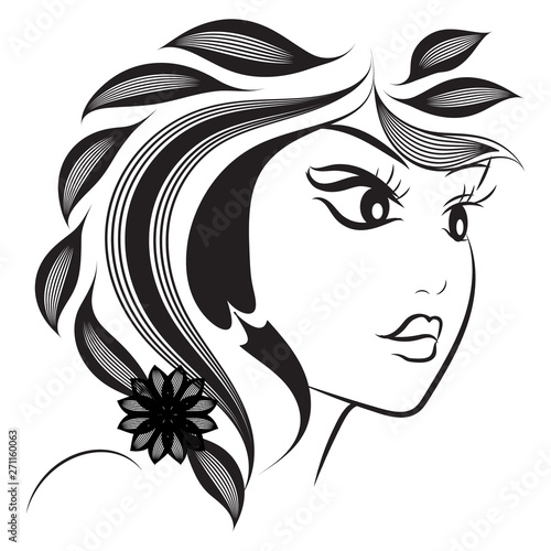 Woman Face Abstract Silhouette Hairstyle Fashion Design Ink Line Art Face On The White Background Hand Drawn Vector Illustration Decorative Artistic Woman Portrait Floral Creative Design Buy This Stock Vector And,Body Anime Female Pose Reference Drawing