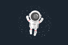 Flat Design, Astronauts Float In Space, Vector Illustration, Infographic Element