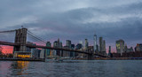 Fototapeta Nowy Jork - Pink sunset in Lower Manhattan