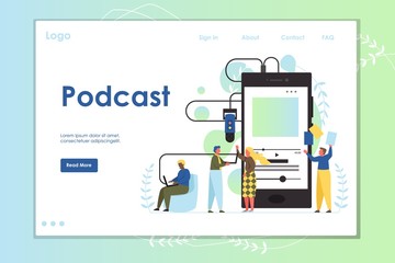 Wall Mural - podcast vector website landing page design template