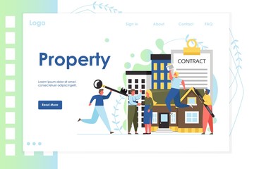 Poster - property vector website landing page design template