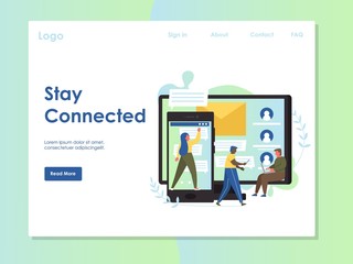 Poster - stay connected vector website landing page design template